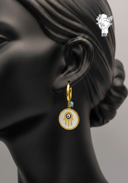 Hand White Enamel Stud Earrings
