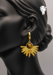 Half-Rose Brown Stone Stud Earrings