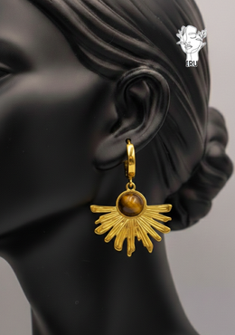 Half-Rose Brown Stone Stud Earrings