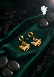 Half-Sun Brown Stone Stud Earrings