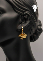 Half-Sun Brown Stone Stud Earrings