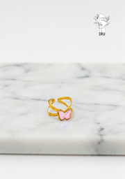 X Butterfly Ring with Pink Stones