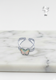 X Butterfly Ring with Blue Stones