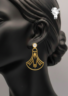 Pharaonic Lotus Flower Earrings – White Shell