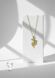 Crescent necklace with green stone