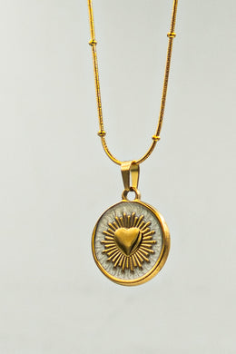 White Enamel Heart Necklace